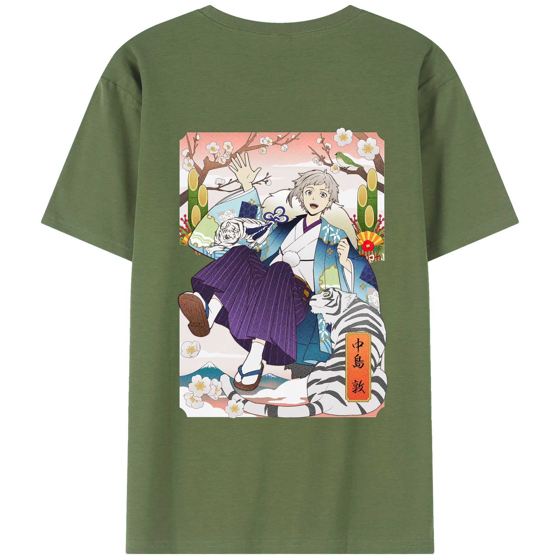 （画像用） 文豪ストレイドッグス Bungo Stray Dogs 綿100％ メンズ半袖Tシャツ（バックプリント） 通気性